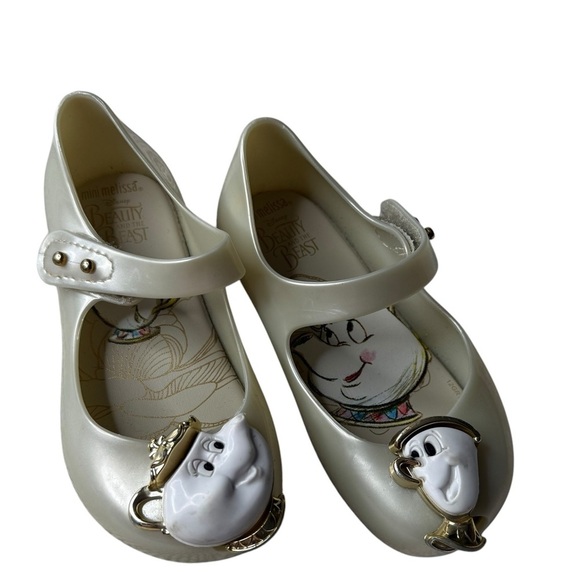 Mini Melissa Other - Mini Melissa Disney Beauty & The Beast Chip Mrs. Potts Pearl Mary Janes Size 8